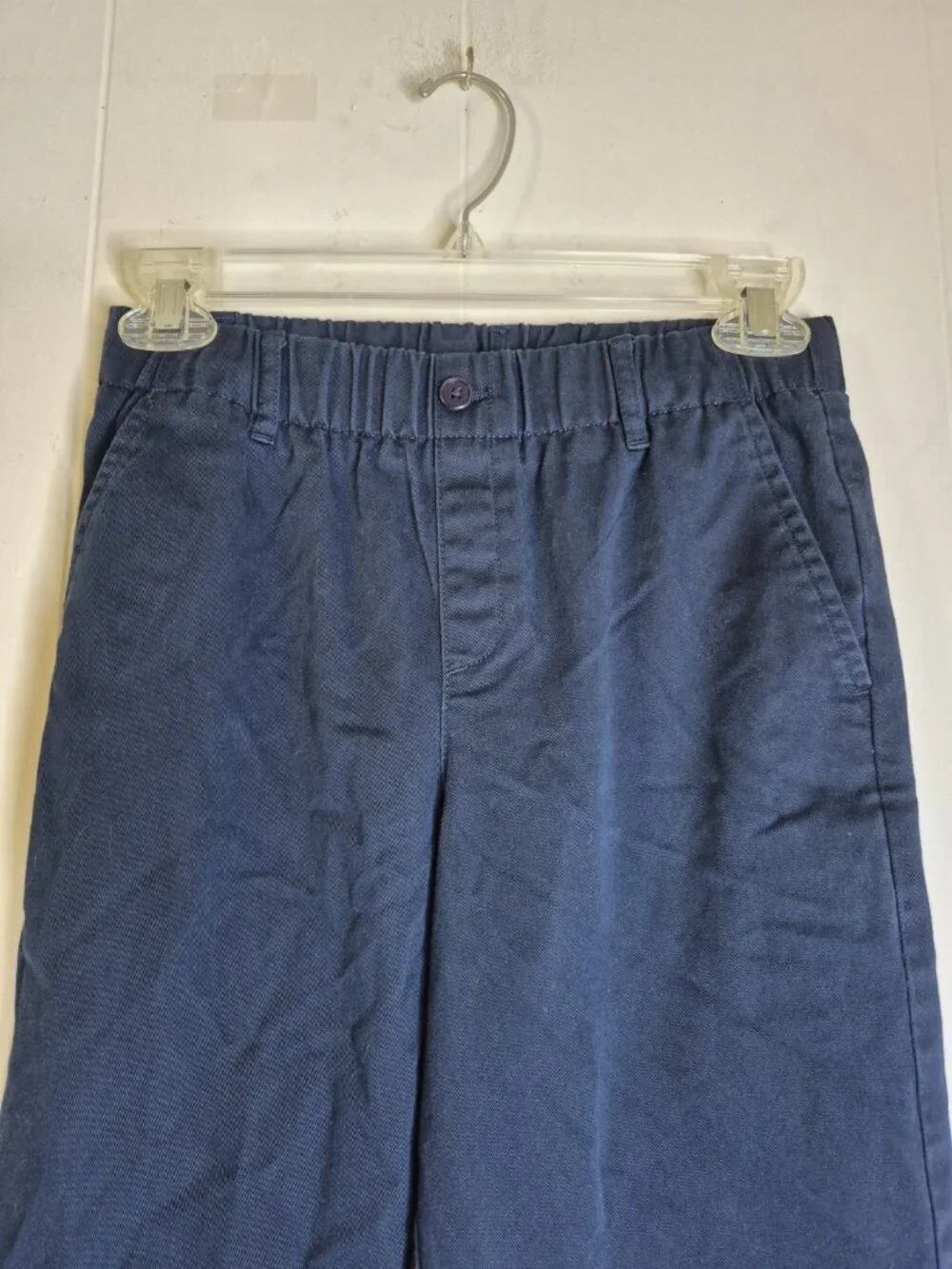 Lands End Navy Blue Casual School Uniform Pants Youth Boys Size 12 Pull-On